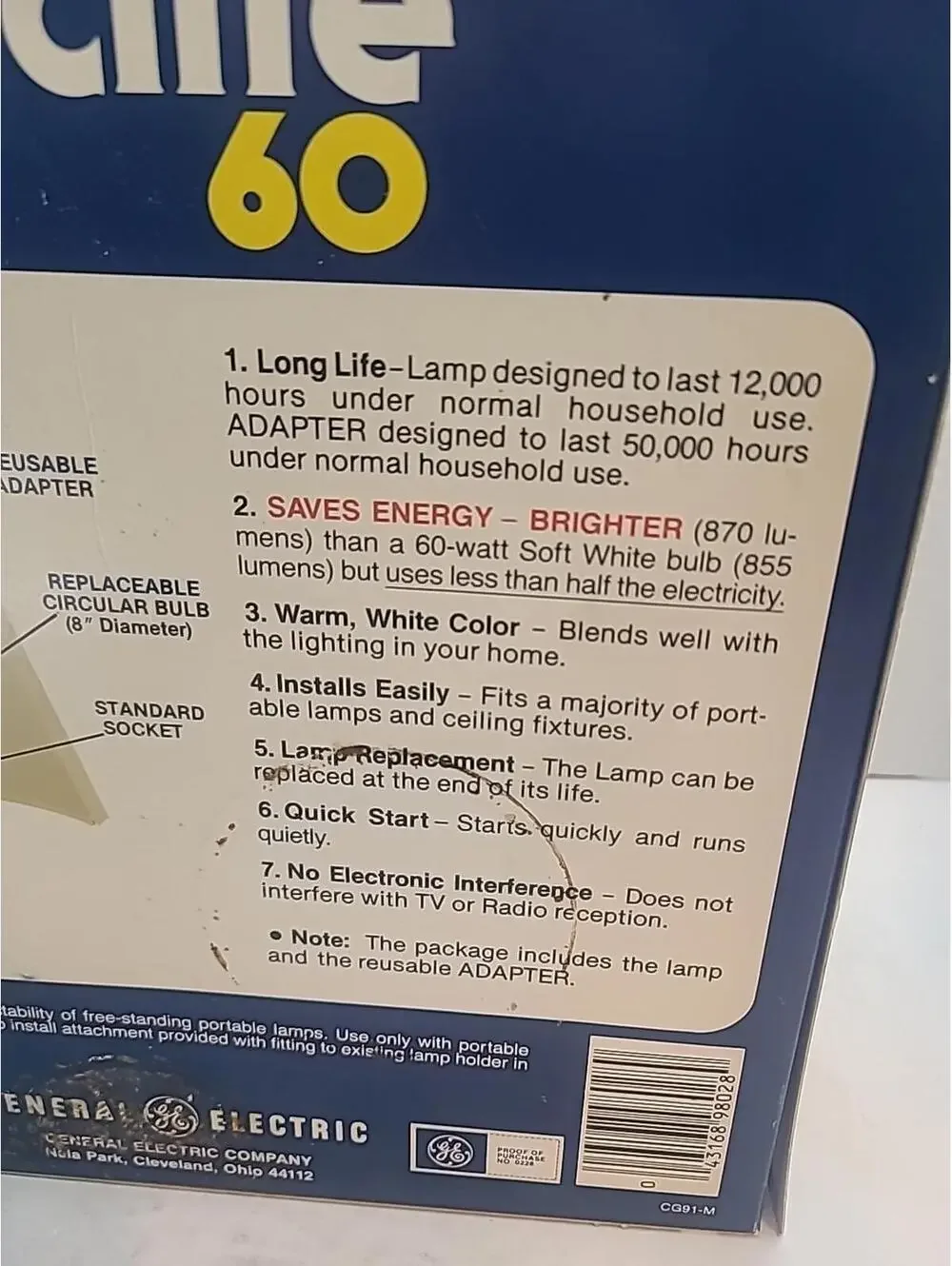 GE Circlite 60 Vintage Light Bulb. Made In USA! New Sealed In Box NOS Rare!